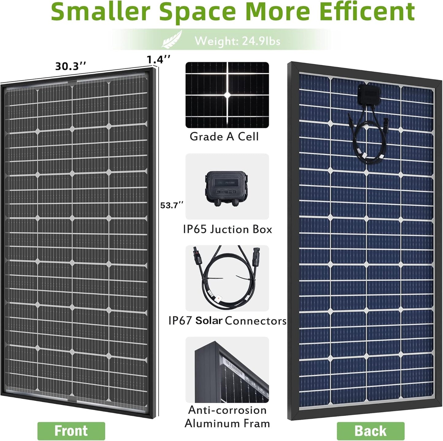 Bifacial 400 Watt Monocrystalline Solar Panel 12V 10BB (2 PCS 200 Watt)