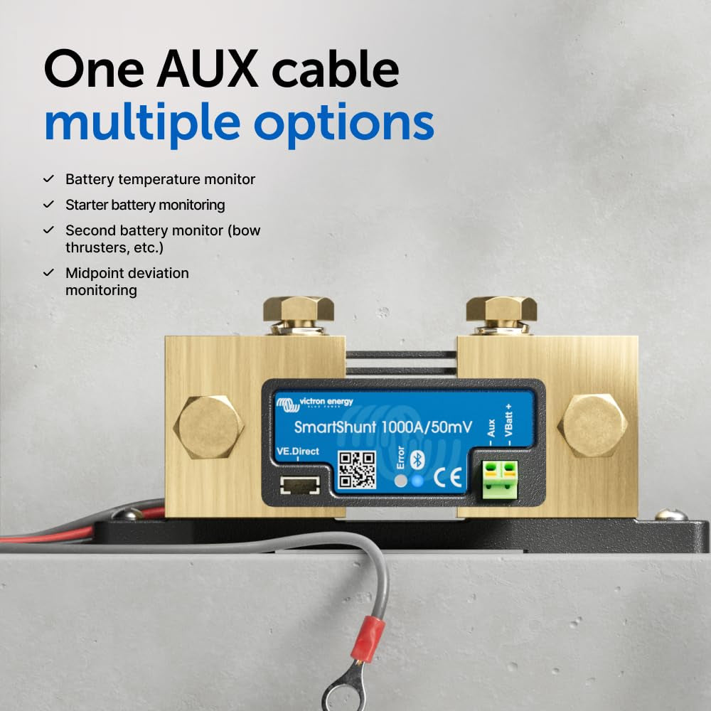 Victron Energy Smartshunt Battery Monitor (Bluetooth) - Victron Smart Shunt - 6.5V-70V, 1000 Amp