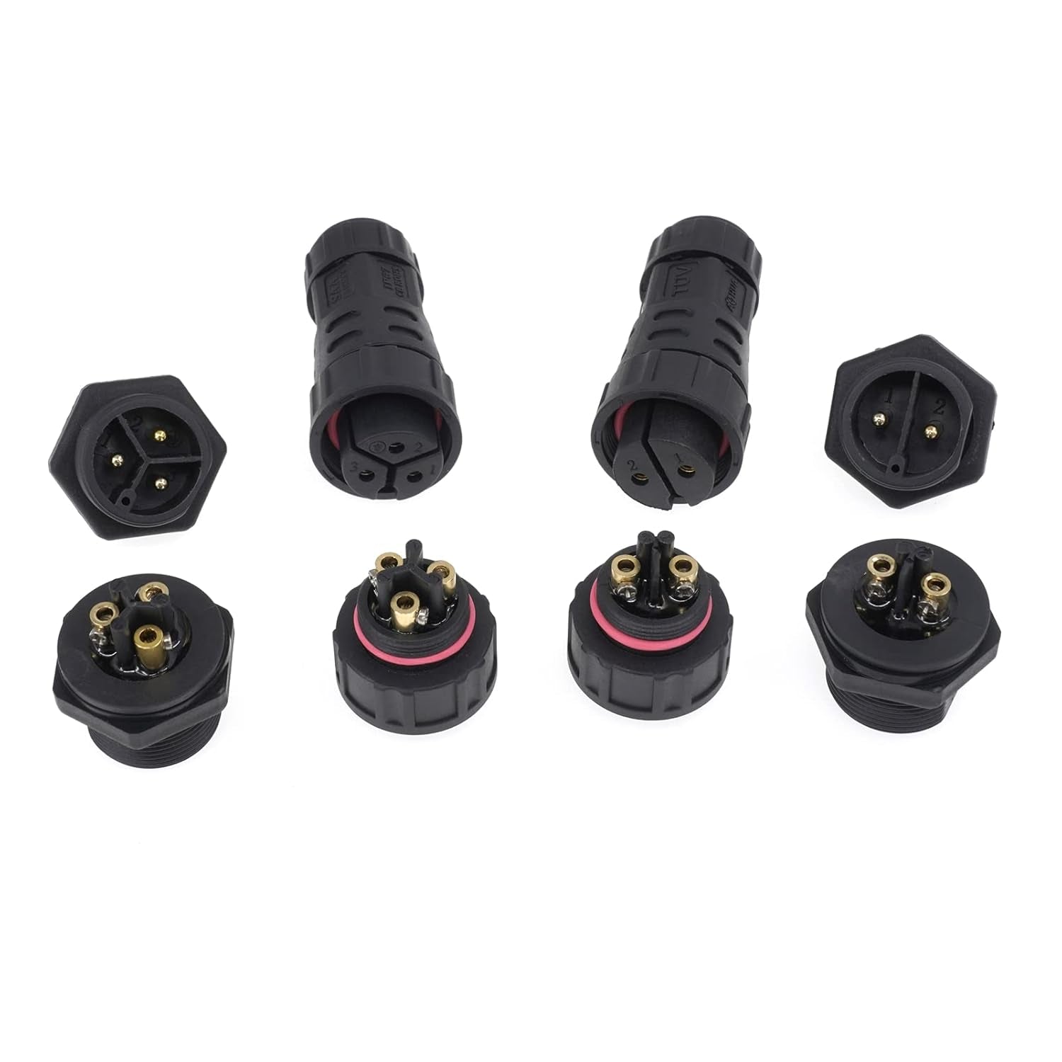 AOHUA Waterproof Connector IP68 Outdoor Electrical Plug Wire (Black)(3-Pack)