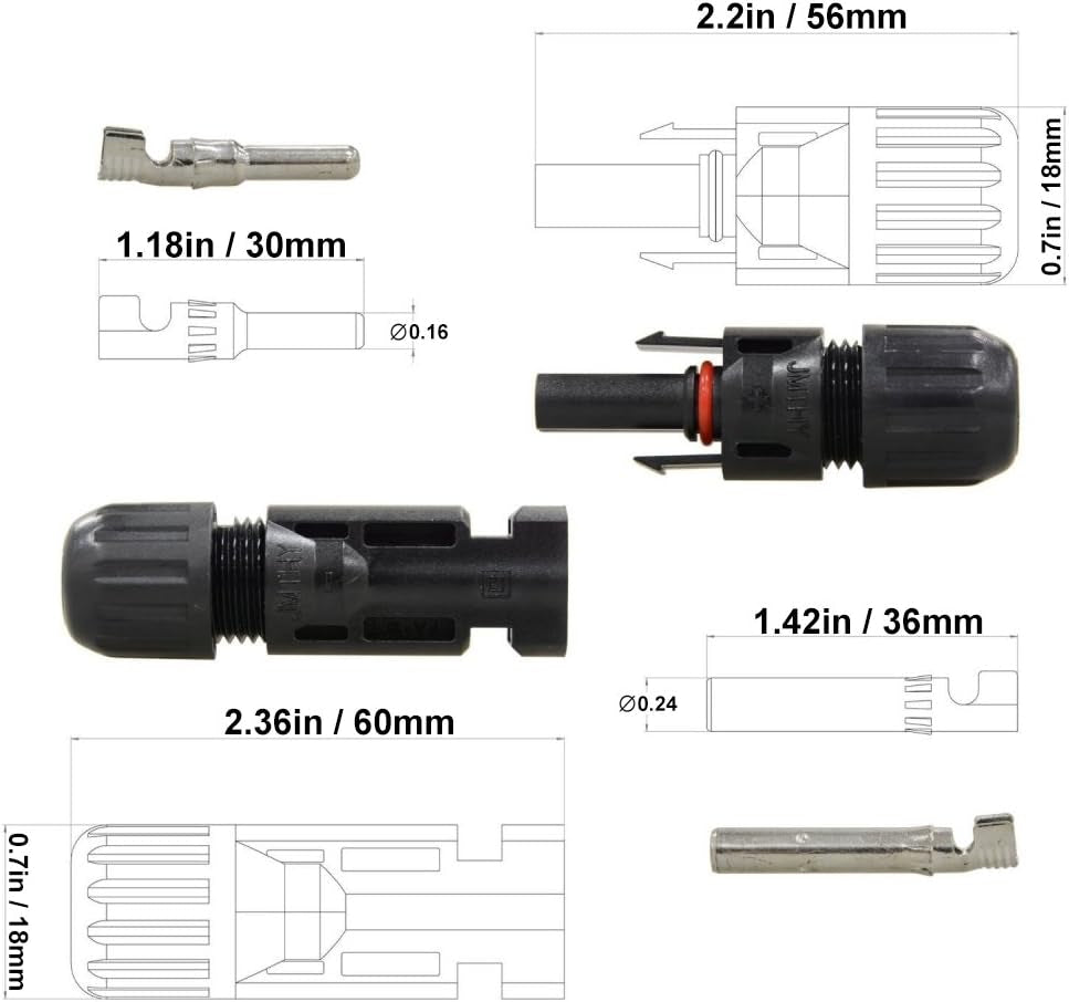 25Pairs / 50PCS Solar Connectors - Male & Female IP67 Waterproof Connector (25 Pairs Solar Connectors)