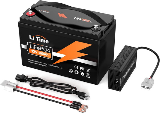 Litime 12V 100Ah Lifepo4 Battery , Built-In 100A BMS, 4000+ Cycles