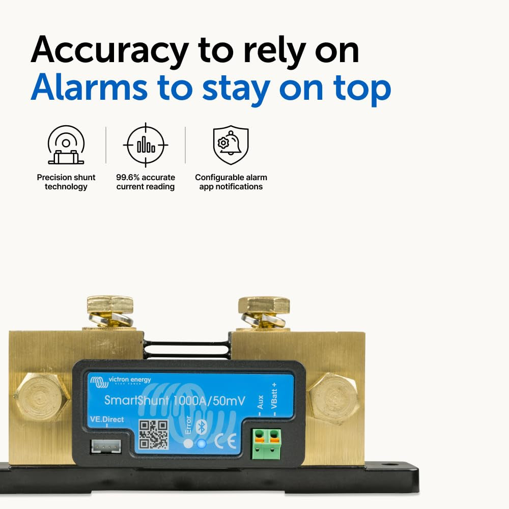 Victron Energy Smartshunt Battery Monitor (Bluetooth) - Victron Smart Shunt - 6.5V-70V, 1000 Amp