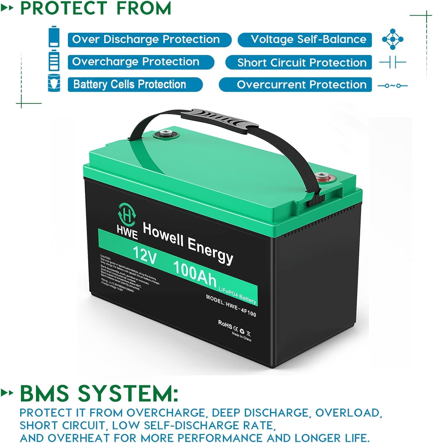 HWE 12V  100Ah Lithium Battery 