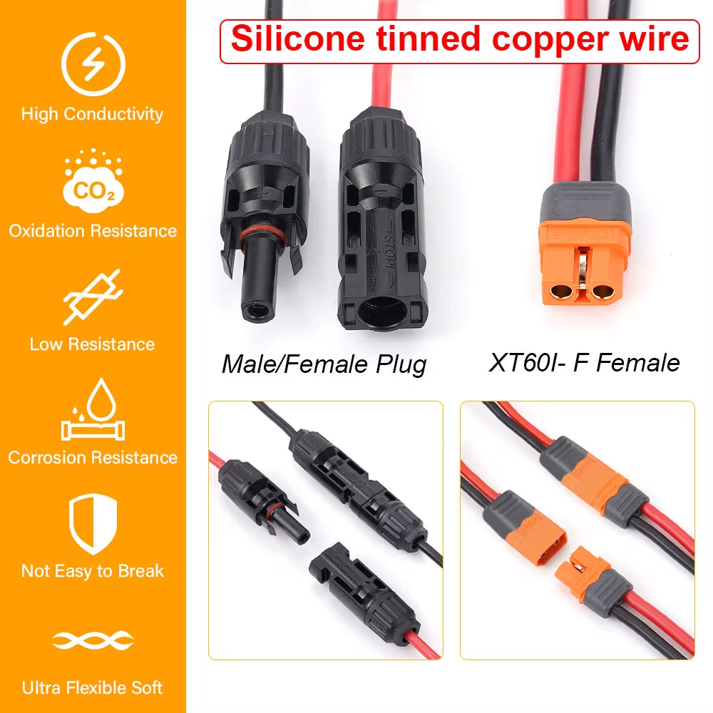 XT60I- F Solar Connector Cable  12AWG