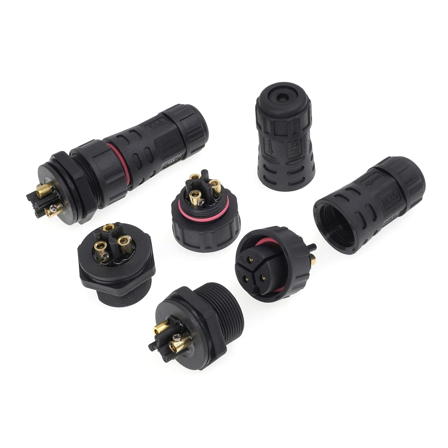 AOHUA Waterproof Connector IP68 Outdoor Electrical Plug Wire (Black)(3-Pack)