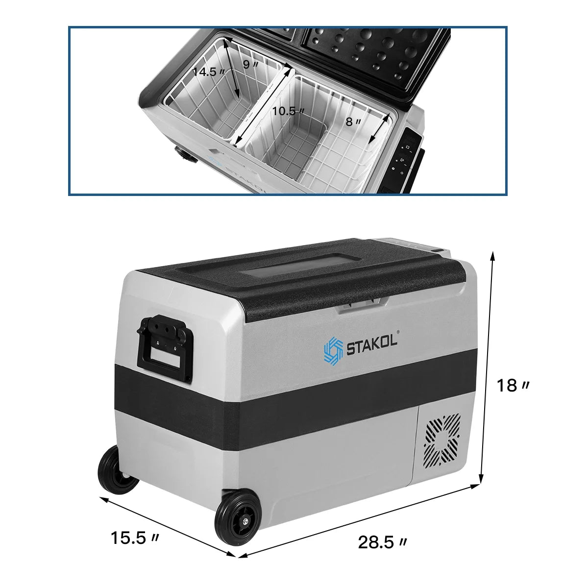 STAKOL 53 Quarts Portable Electric Car Cooler Refrigerator/Freezer Wheels for Rvs Camping