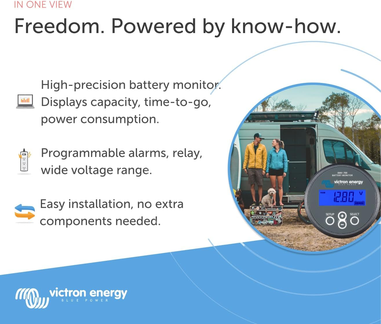 Victron Energy BMV-700 Battery Monitor with Shunt & Display - 6.5-95 VDC - Grey