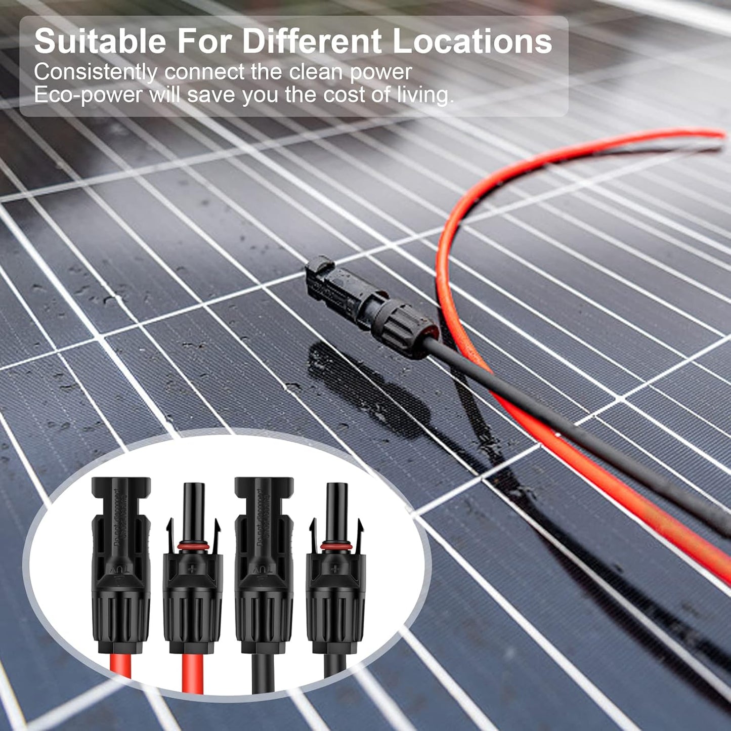 Solar Panel Extension Cable - 30Ft 10Awg(6Mm²) 