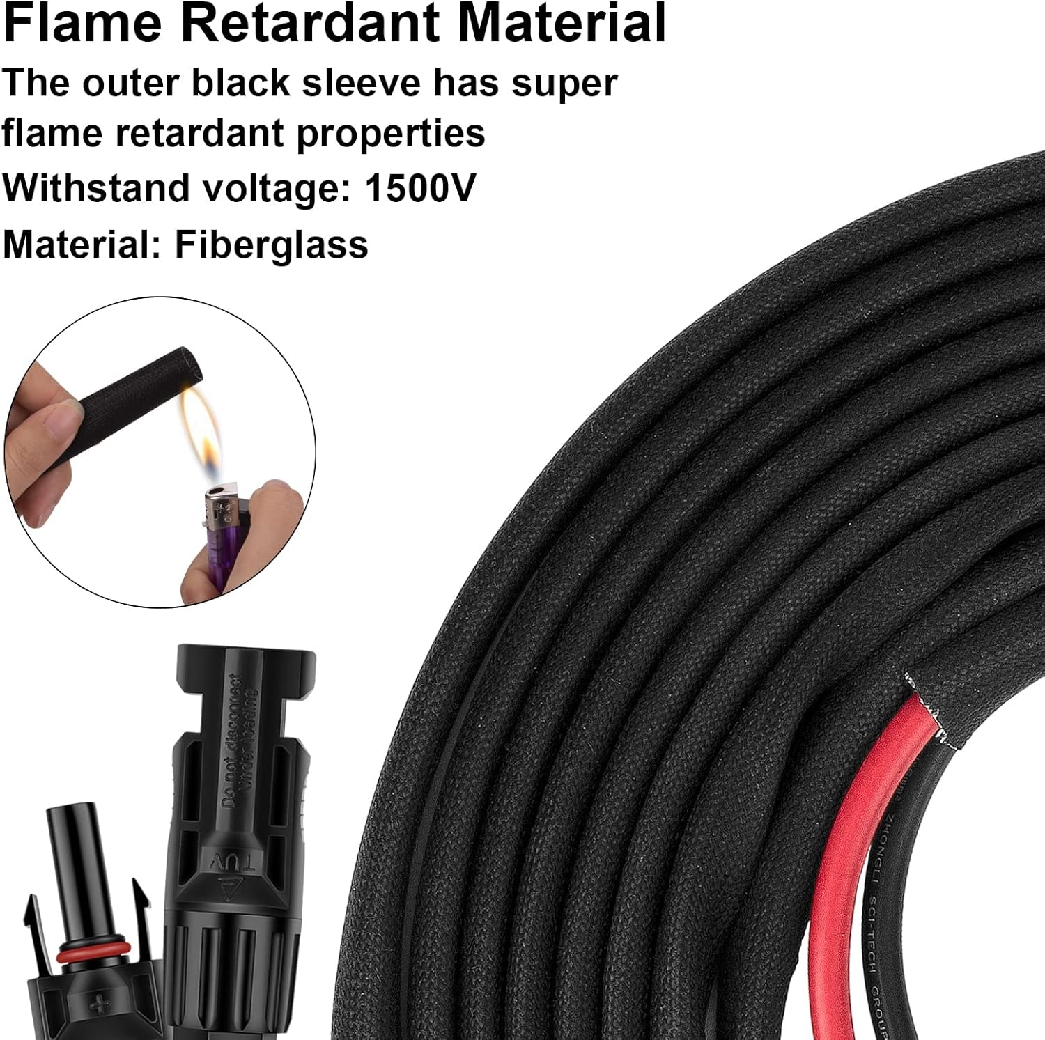 Solar Panel Extension Cable - 30Ft 10Awg(6Mm²) 