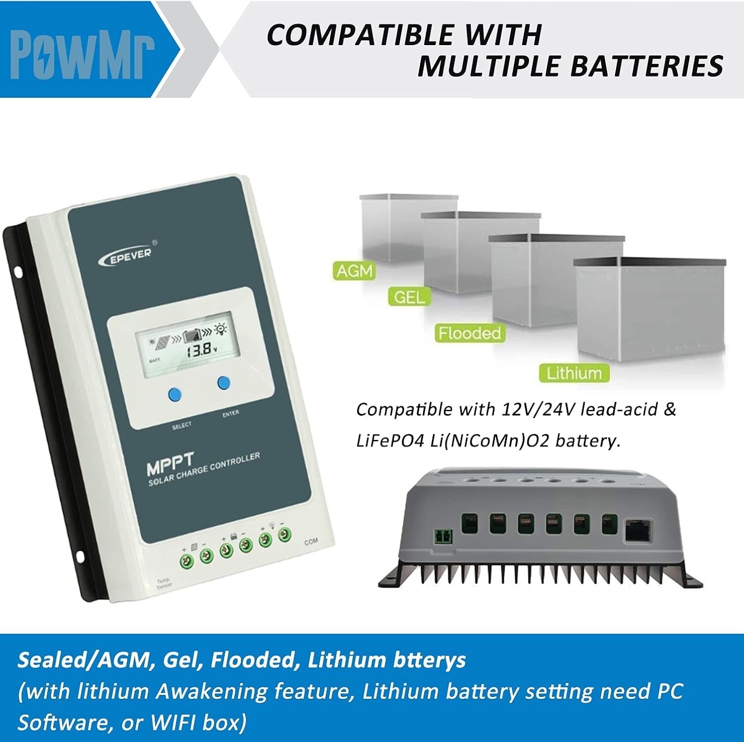 30A Mppt Charge Controller Negative Ground Solar Controller 12V 24V 