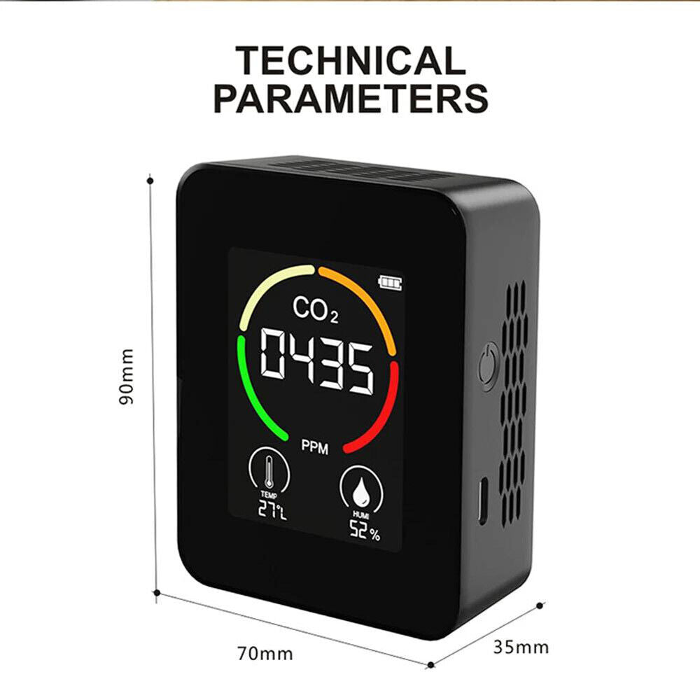 CO2 Meter Air Quality Monitor 400-5000 PPM Sensor Home Carbon Dioxide Detector