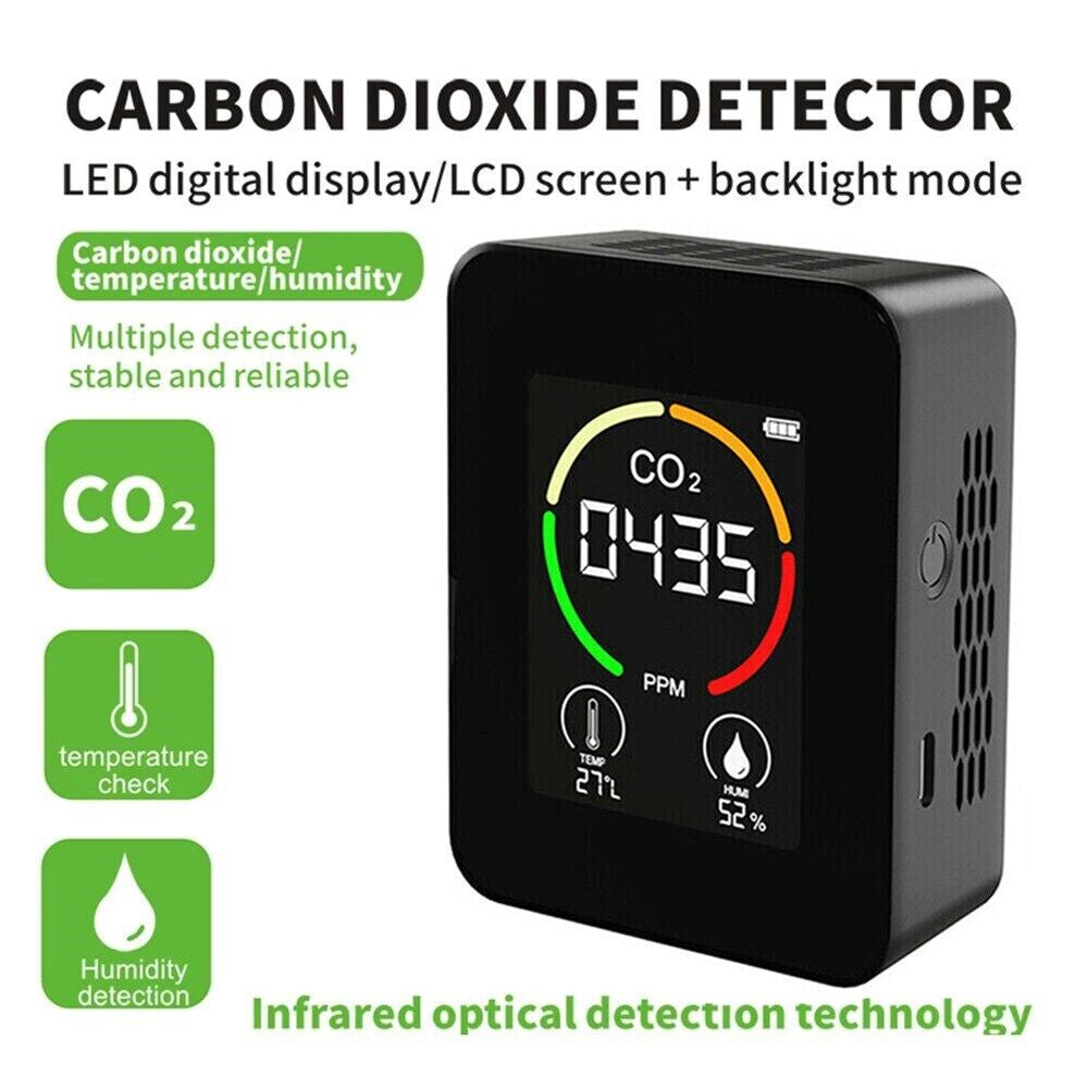 CO2 Meter Air Quality Monitor 400-5000 PPM Sensor Home Carbon Dioxide Detector